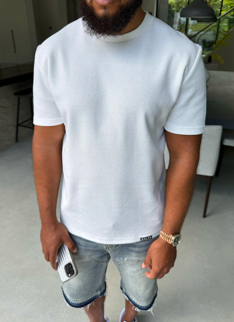 Waffle Fitted T-Shirt - White