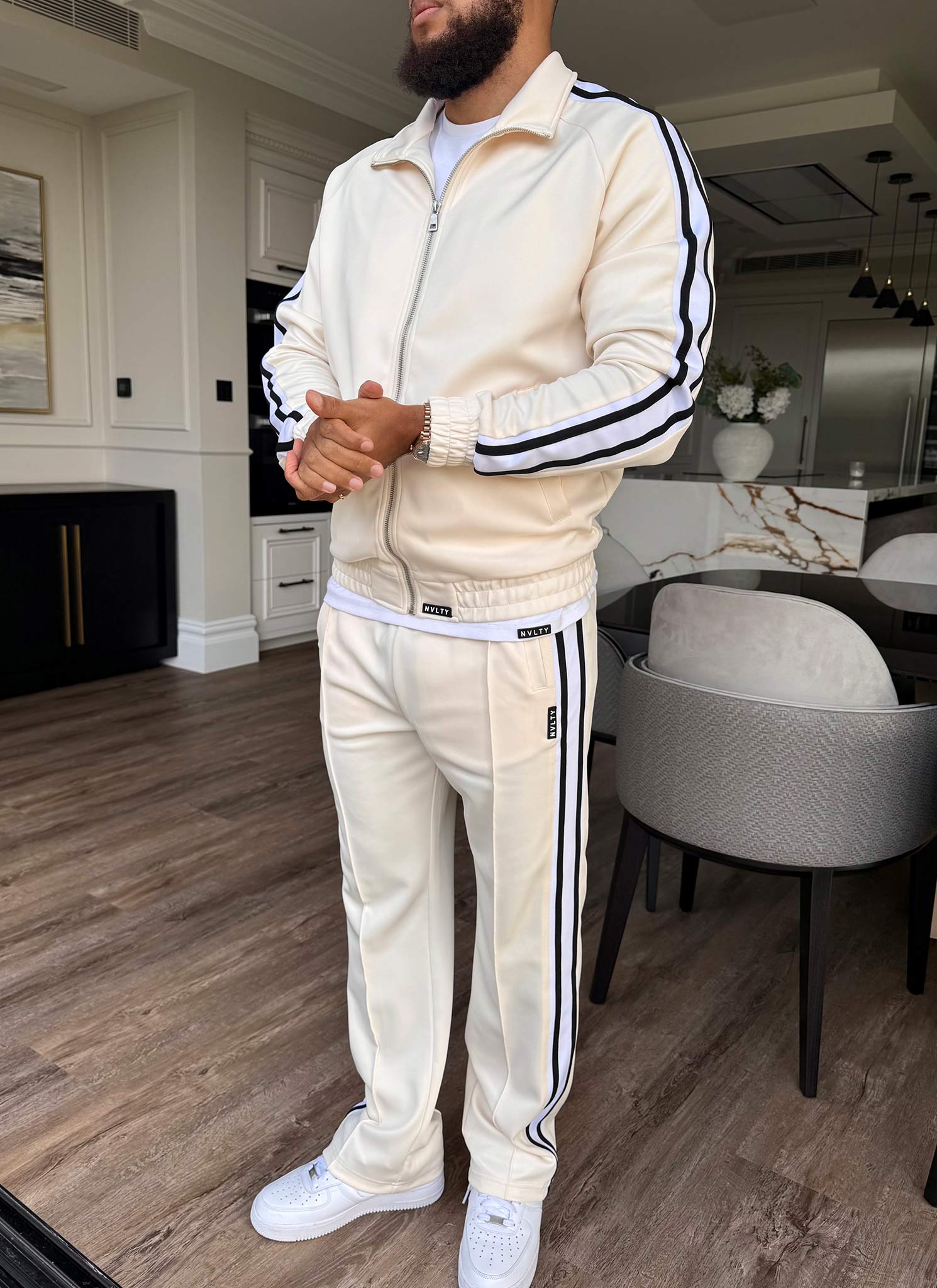 Panelled Luxe Track Jacket - Ivory