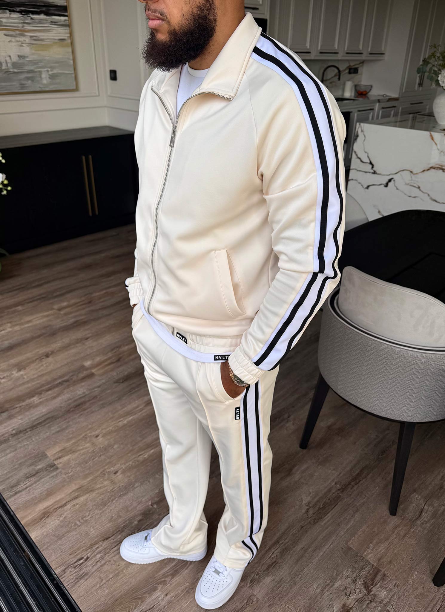 Panelled Luxe Track Jacket - Ivory