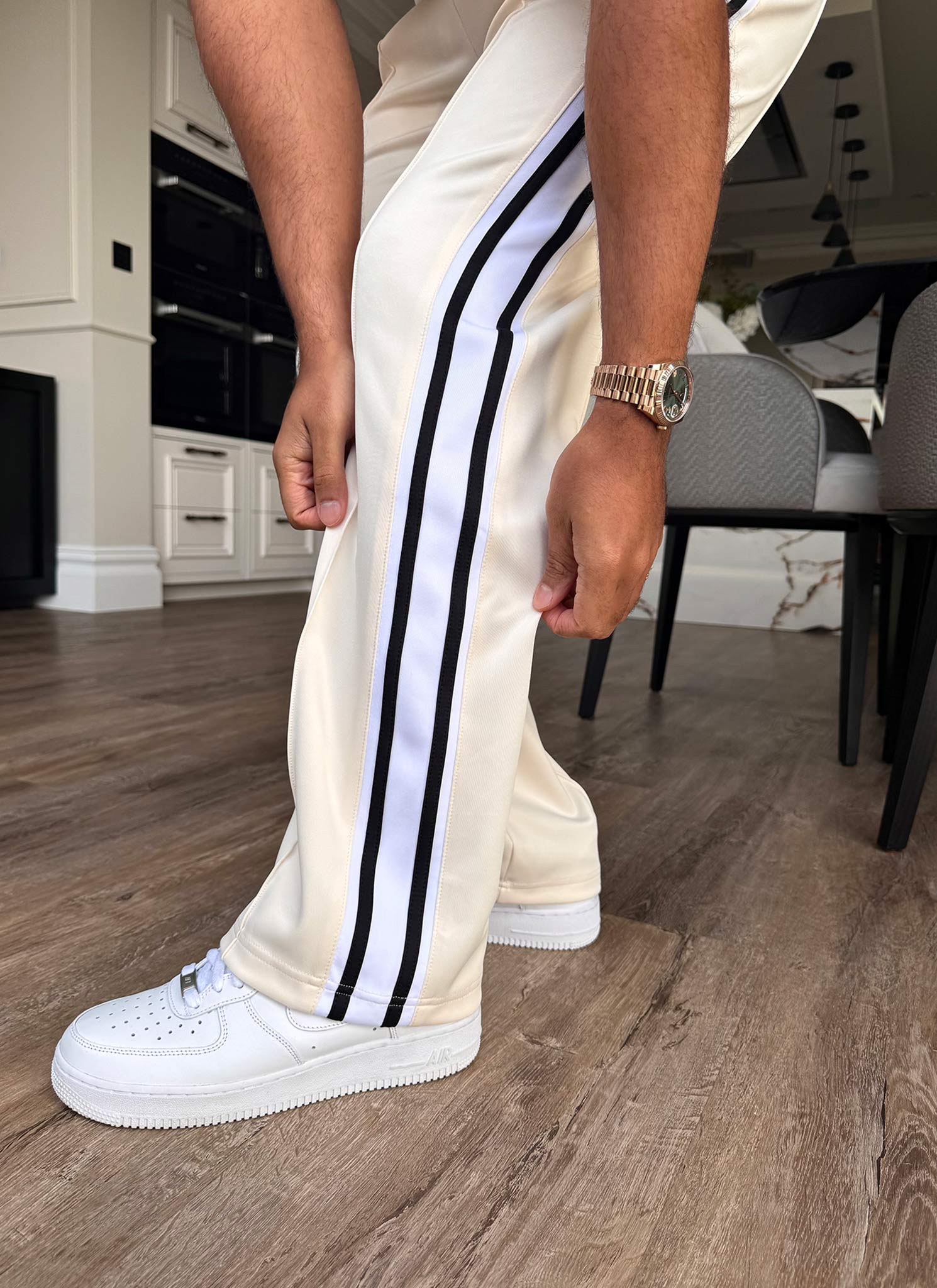 Panelled Luxe Track Pants - Ivory