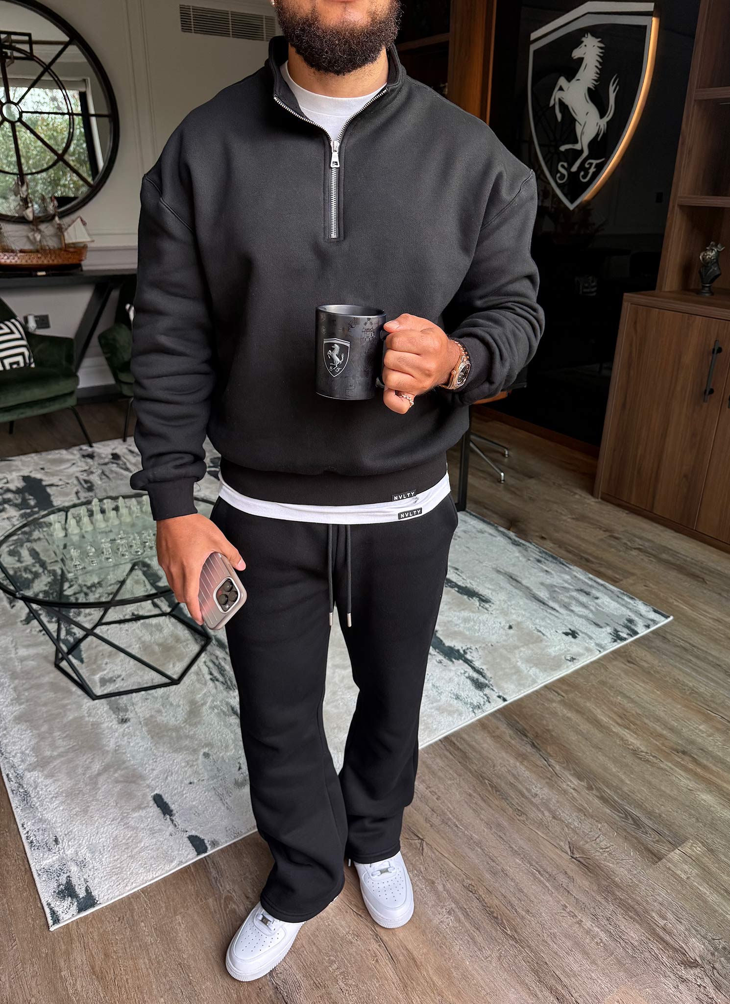 Heavyweight Luxe Quarter Zip - Black