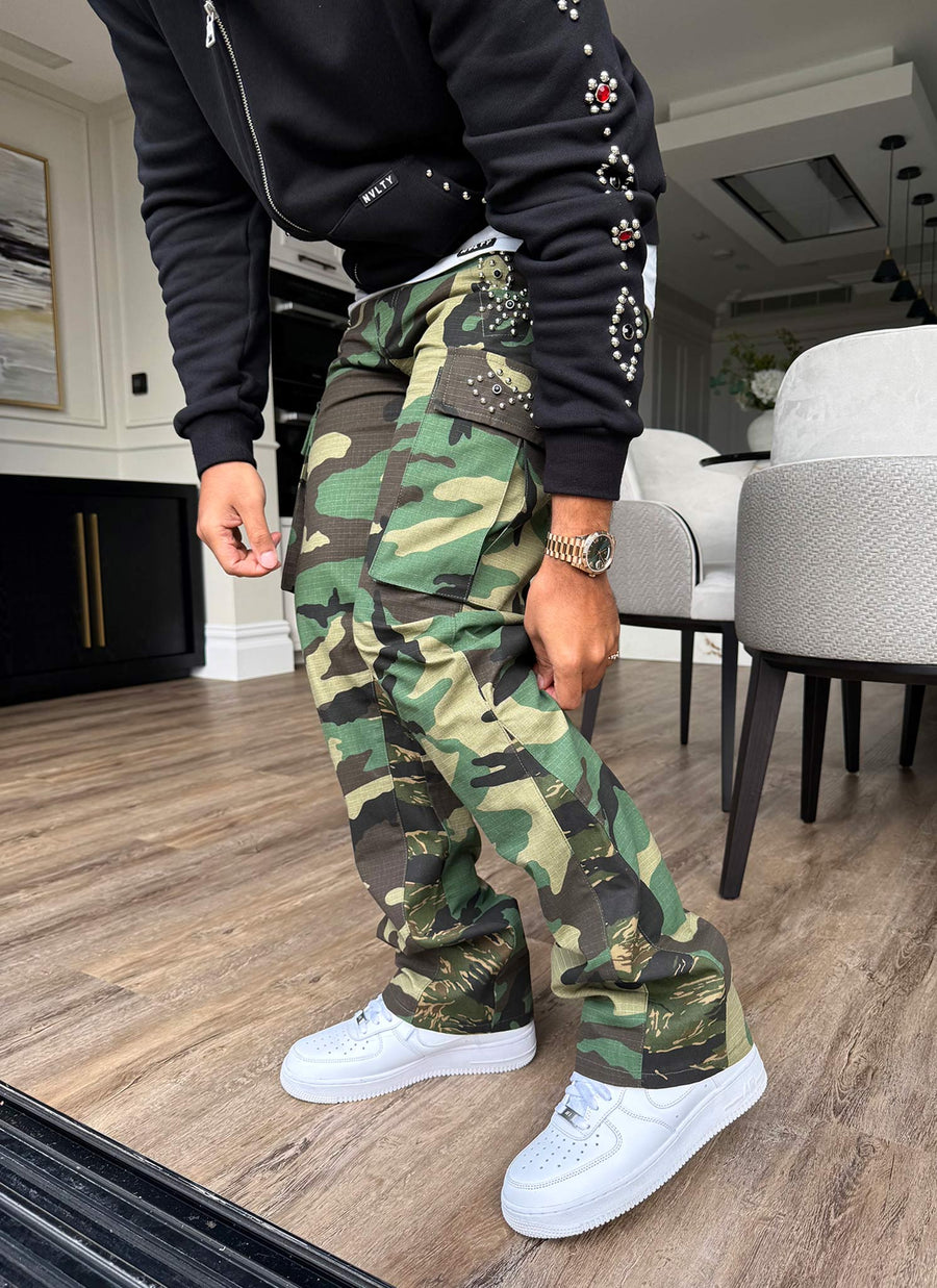 Vintage Flare Studded Cargos - Camo
