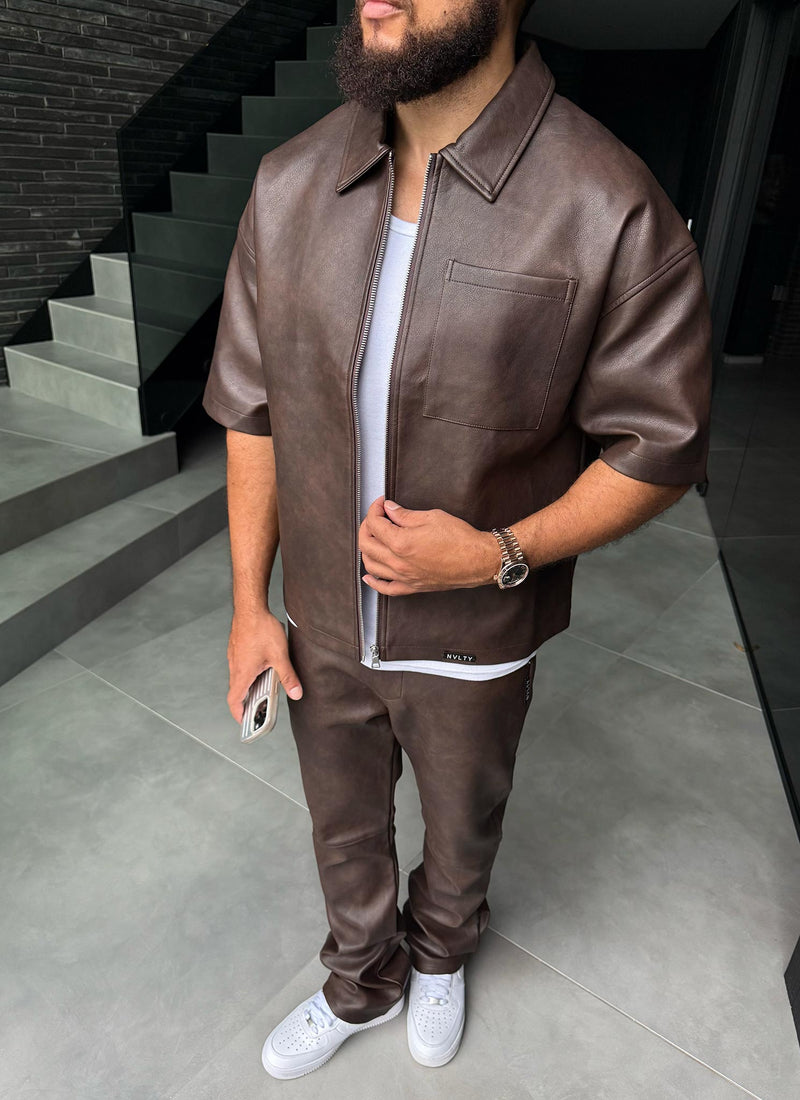 Vintage Heavyweight Leather Shirt - Brown