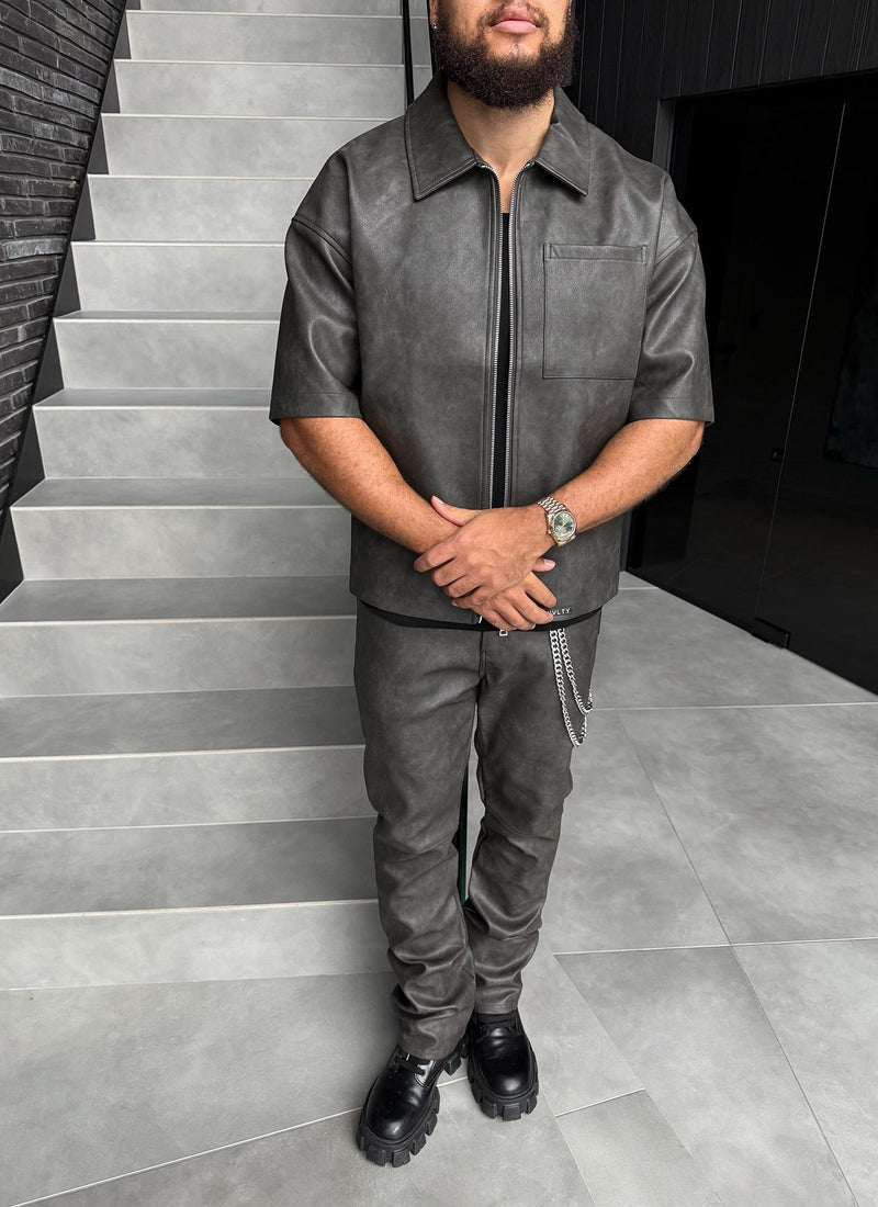 Vintage Heavyweight Leather Shirt - Black