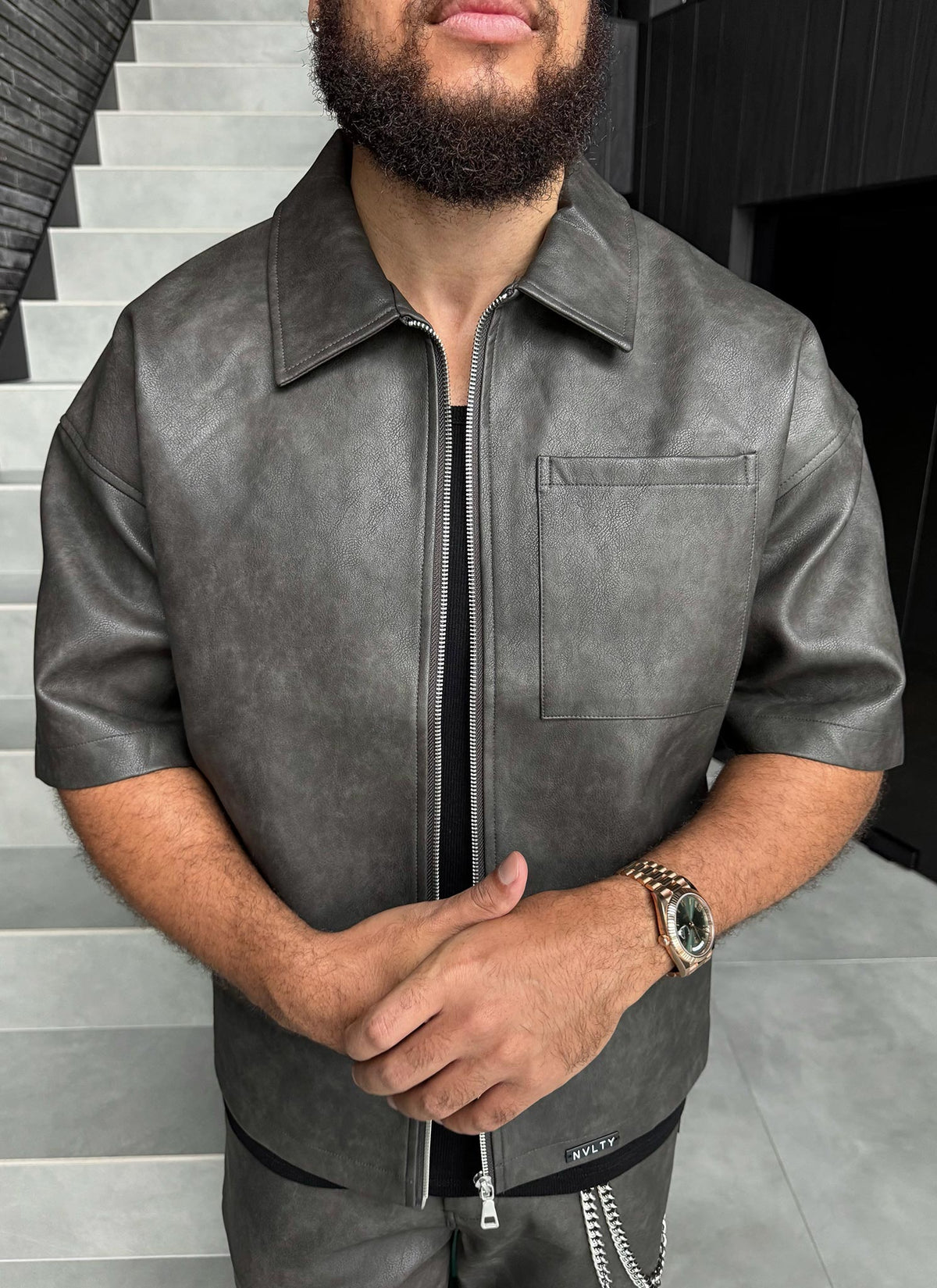 Vintage Heavyweight Leather Shirt - Black