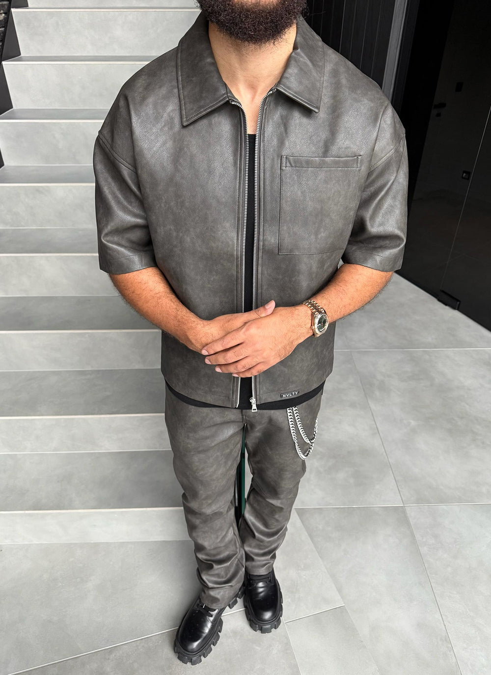 Vintage Heavyweight Leather Shirt - Black