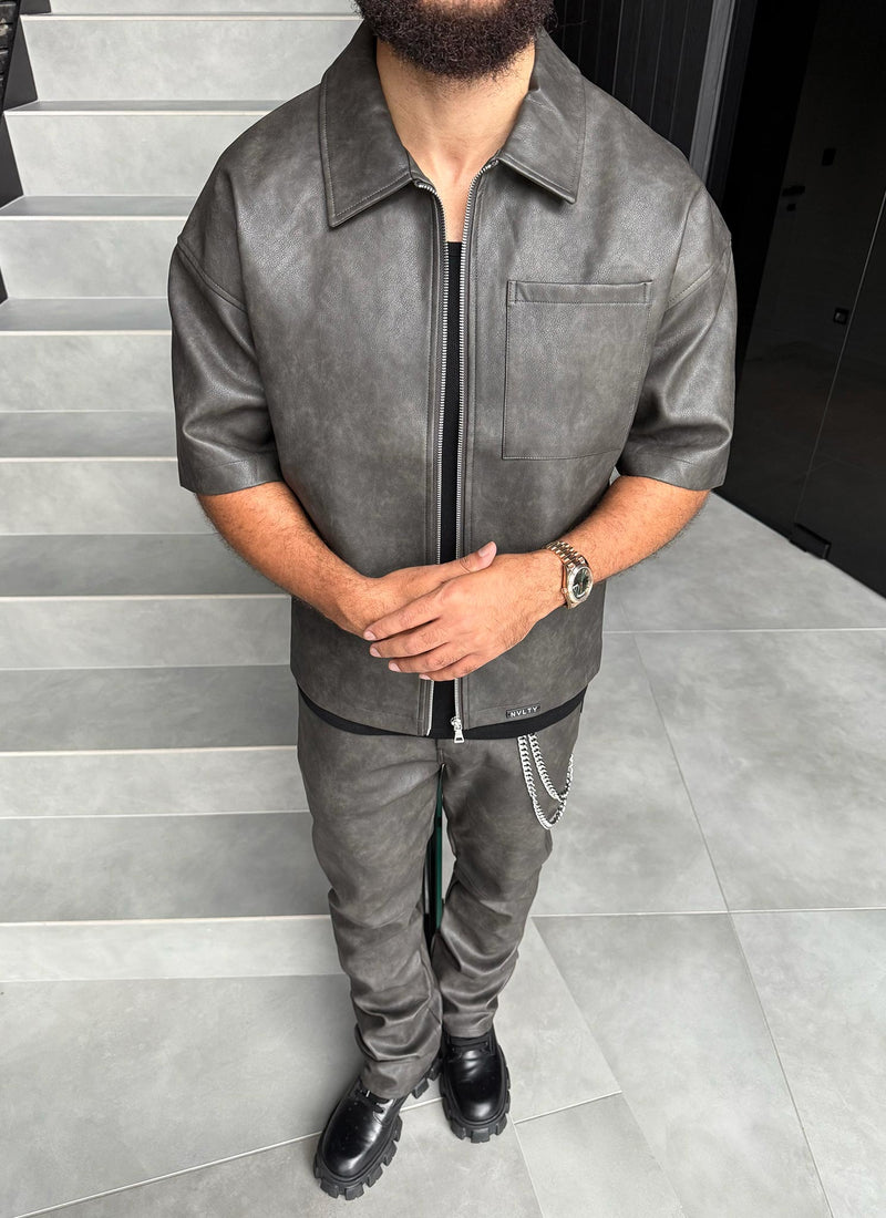 Vintage Heavyweight Leather Shirt - Black