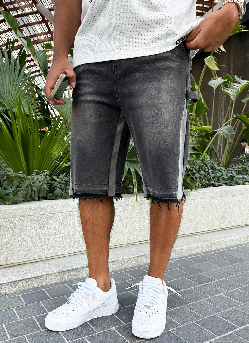 Vintage Flare Denim Shorts - Black