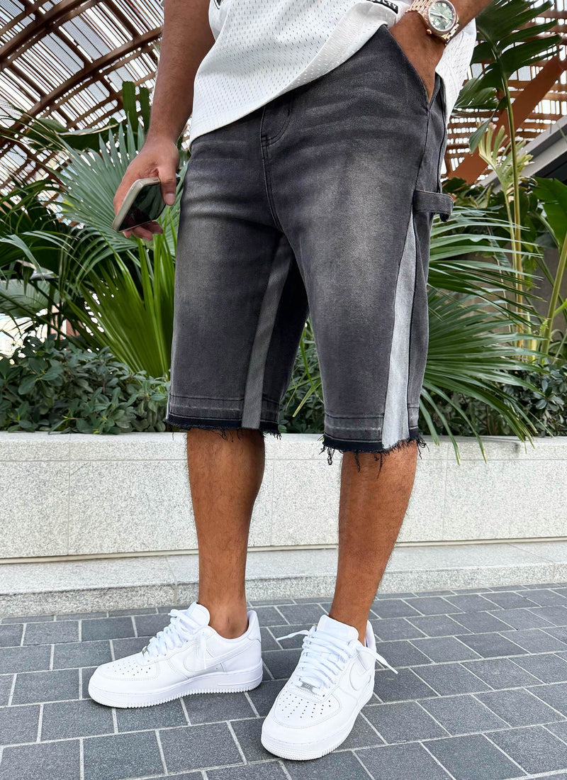 Vintage Flare Denim Shorts - Black