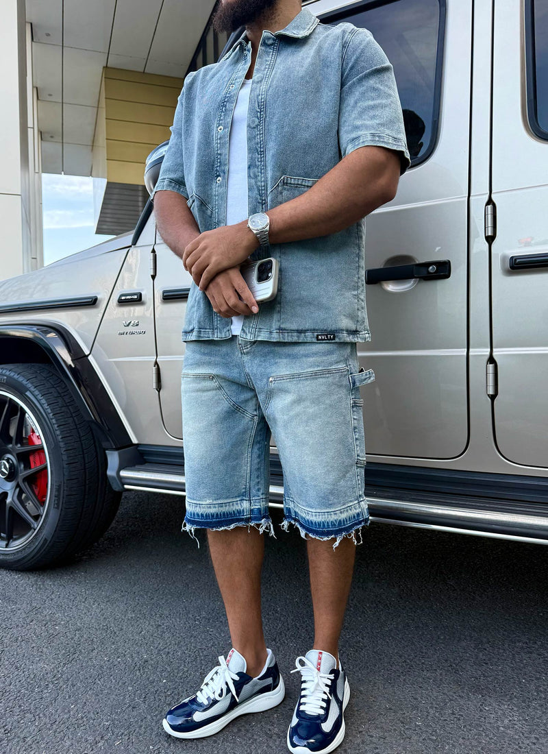 Vintage Carpenter Denim Shorts - Blue