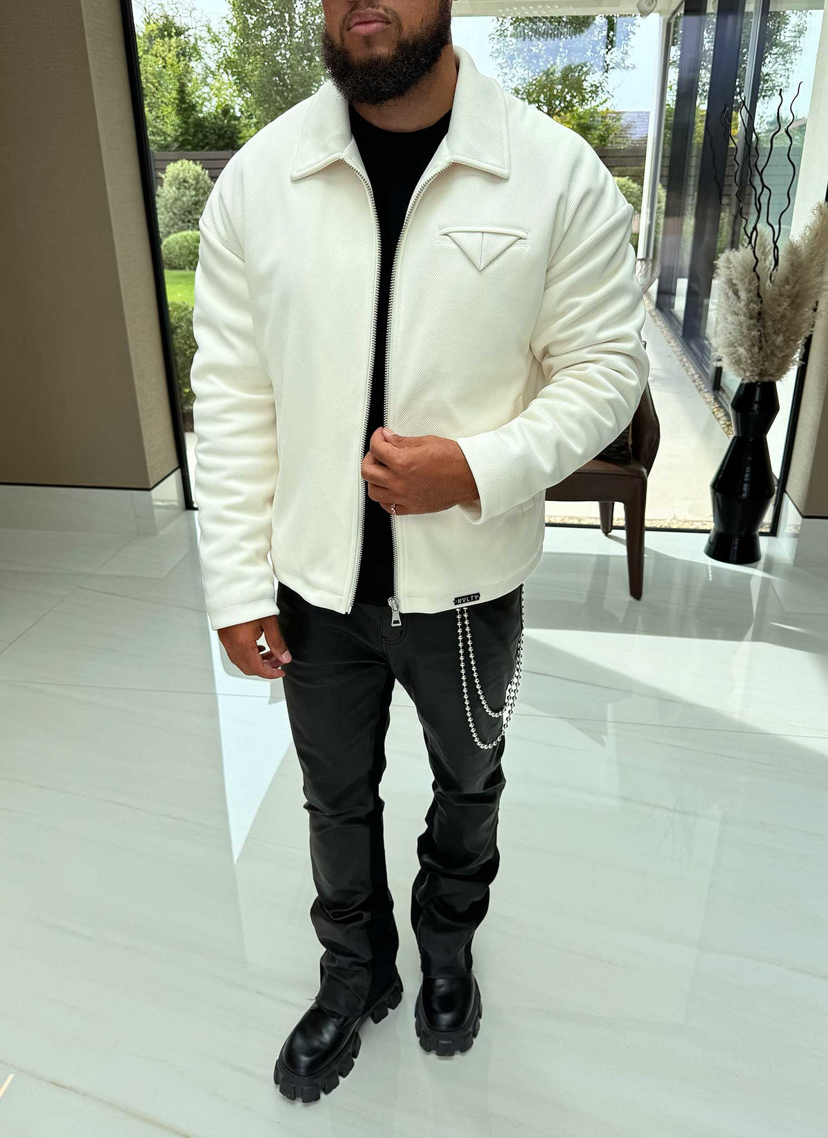 Twill Pocket Square Jacket - Ivory