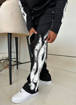 Vintage Flare Flame Mesh Joggers - Black