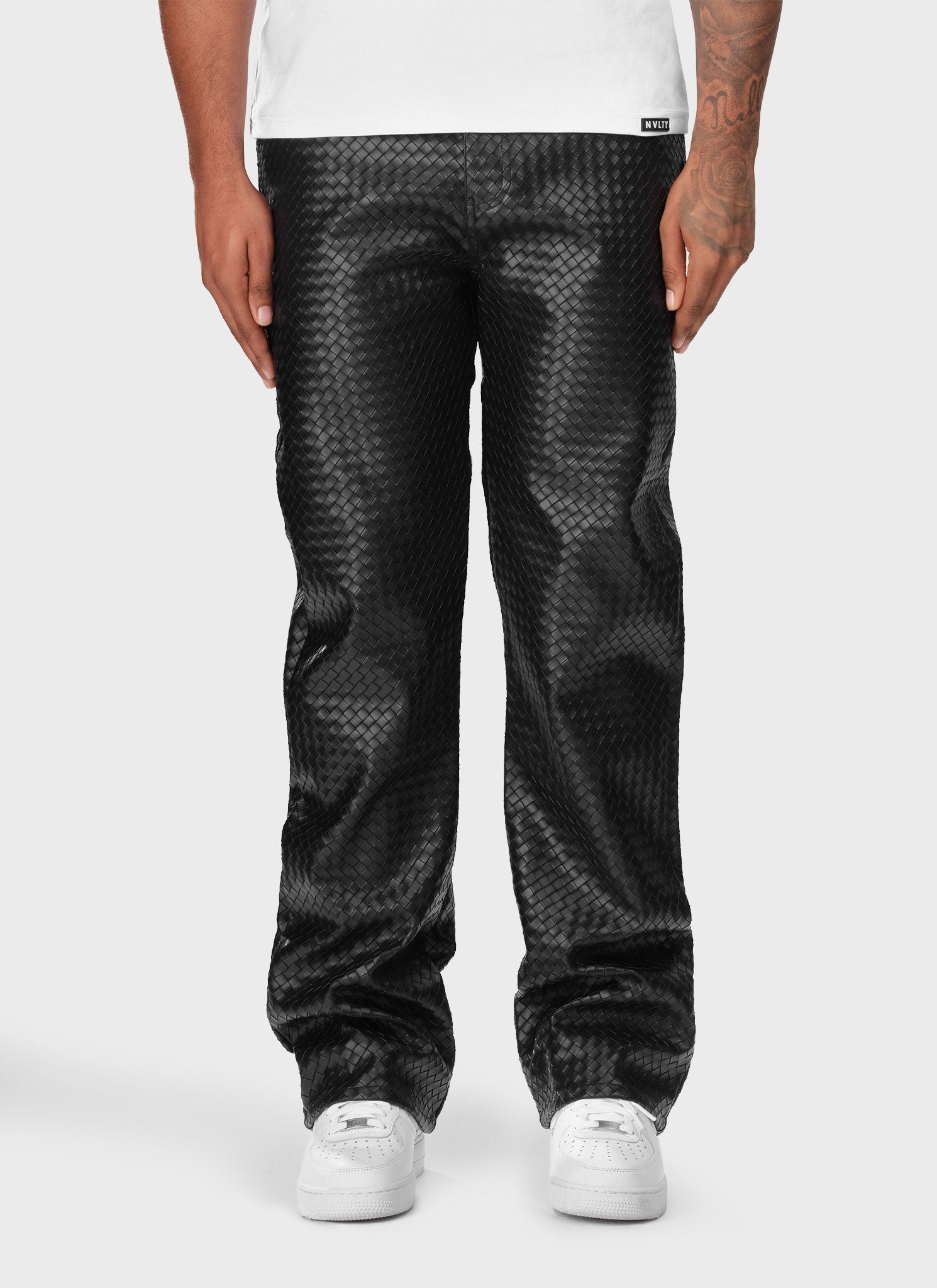 Leather Interlock Pants - Black