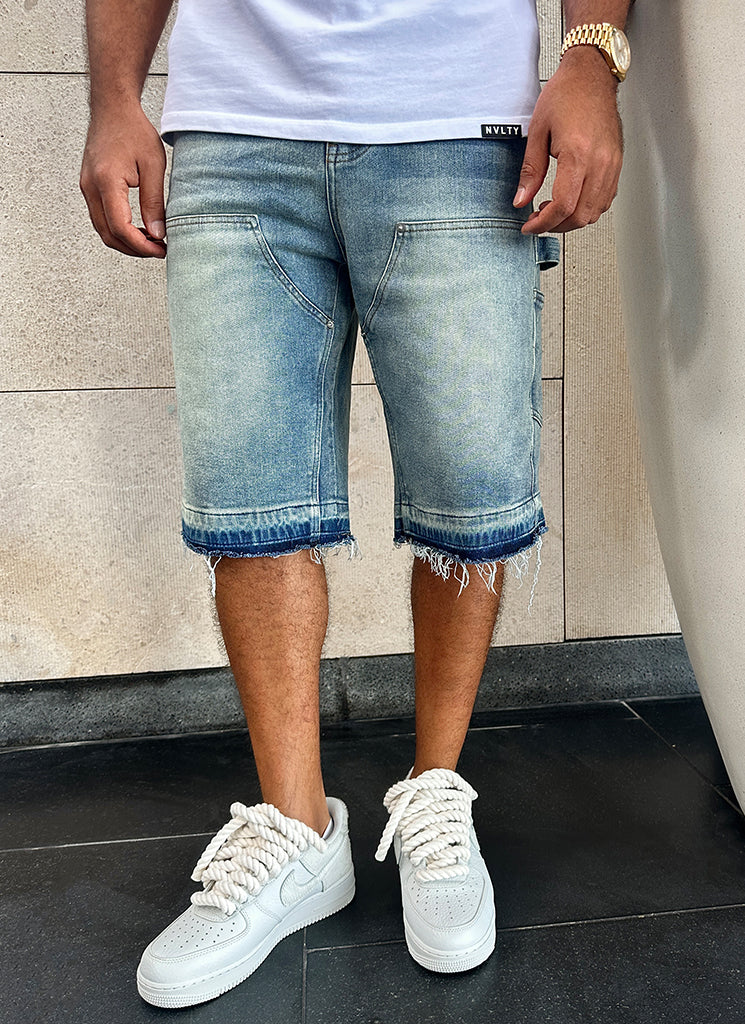 Short en jean charpentier vintage - Bleu