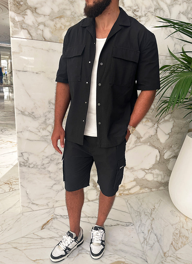 Vintage Cargo-Hemd – Schwarz