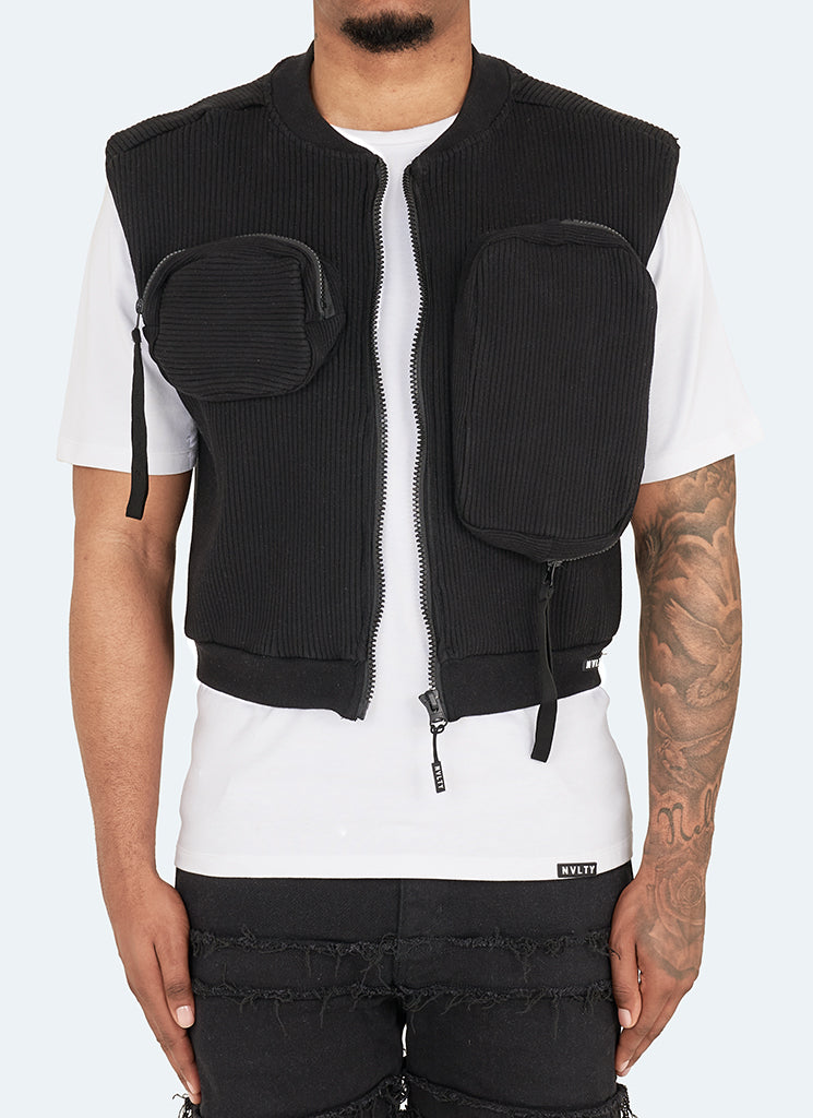 Multi Pocket Ribbed Harness - Black