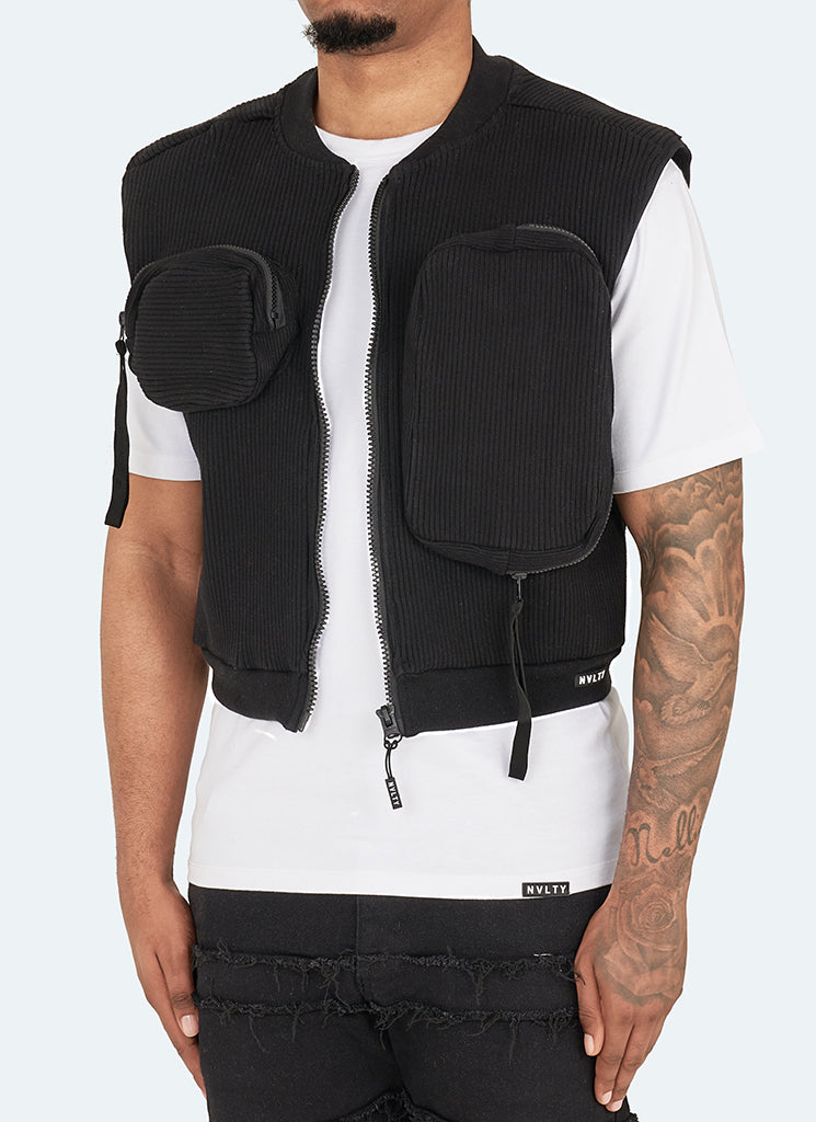 Multi Pocket Ribbed Harness - Black