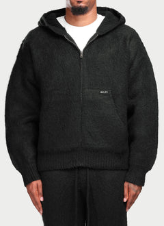 Mohair Zip Hoodie - Black
