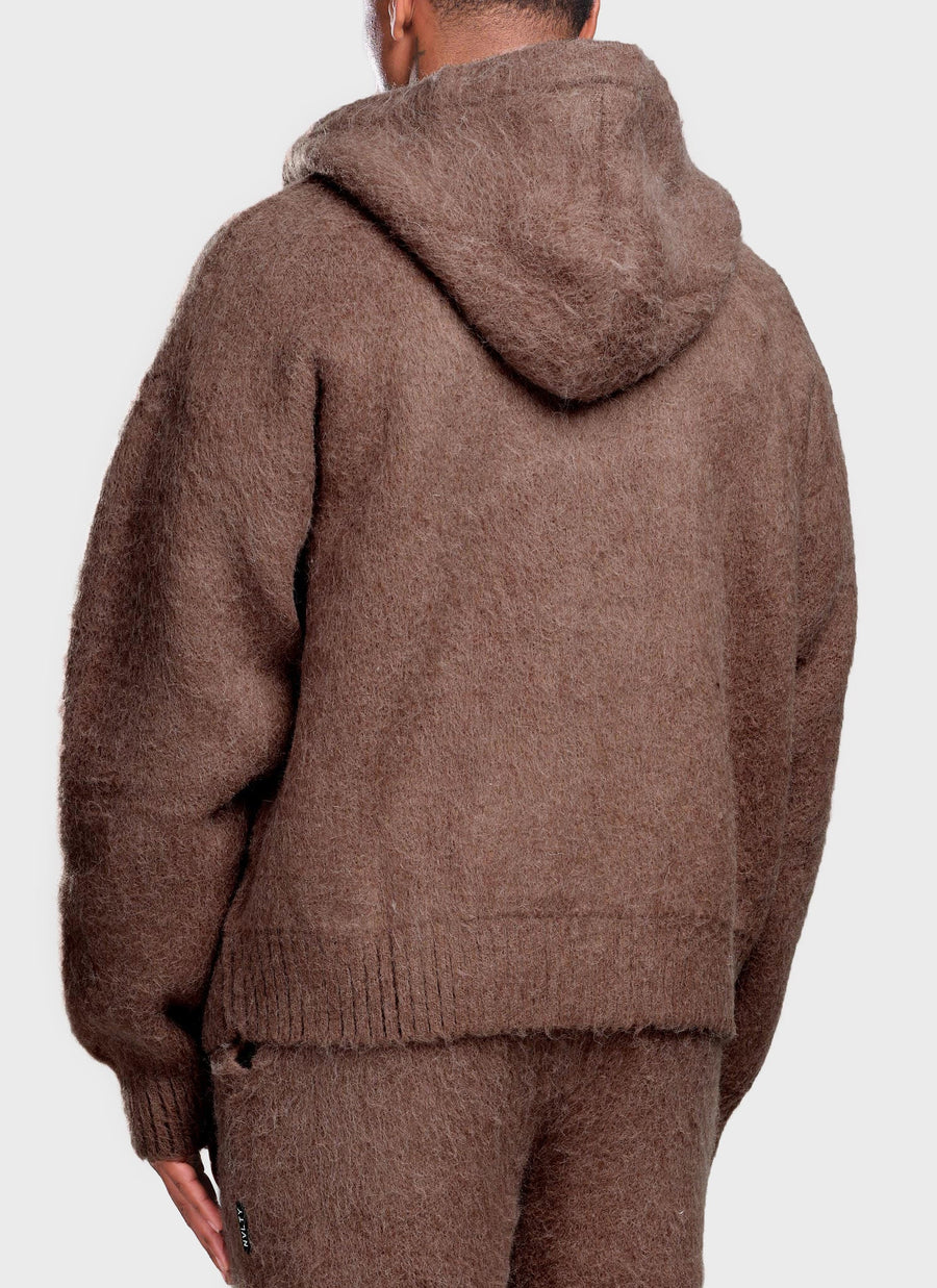 Mohair Zip Hoodie - Brown