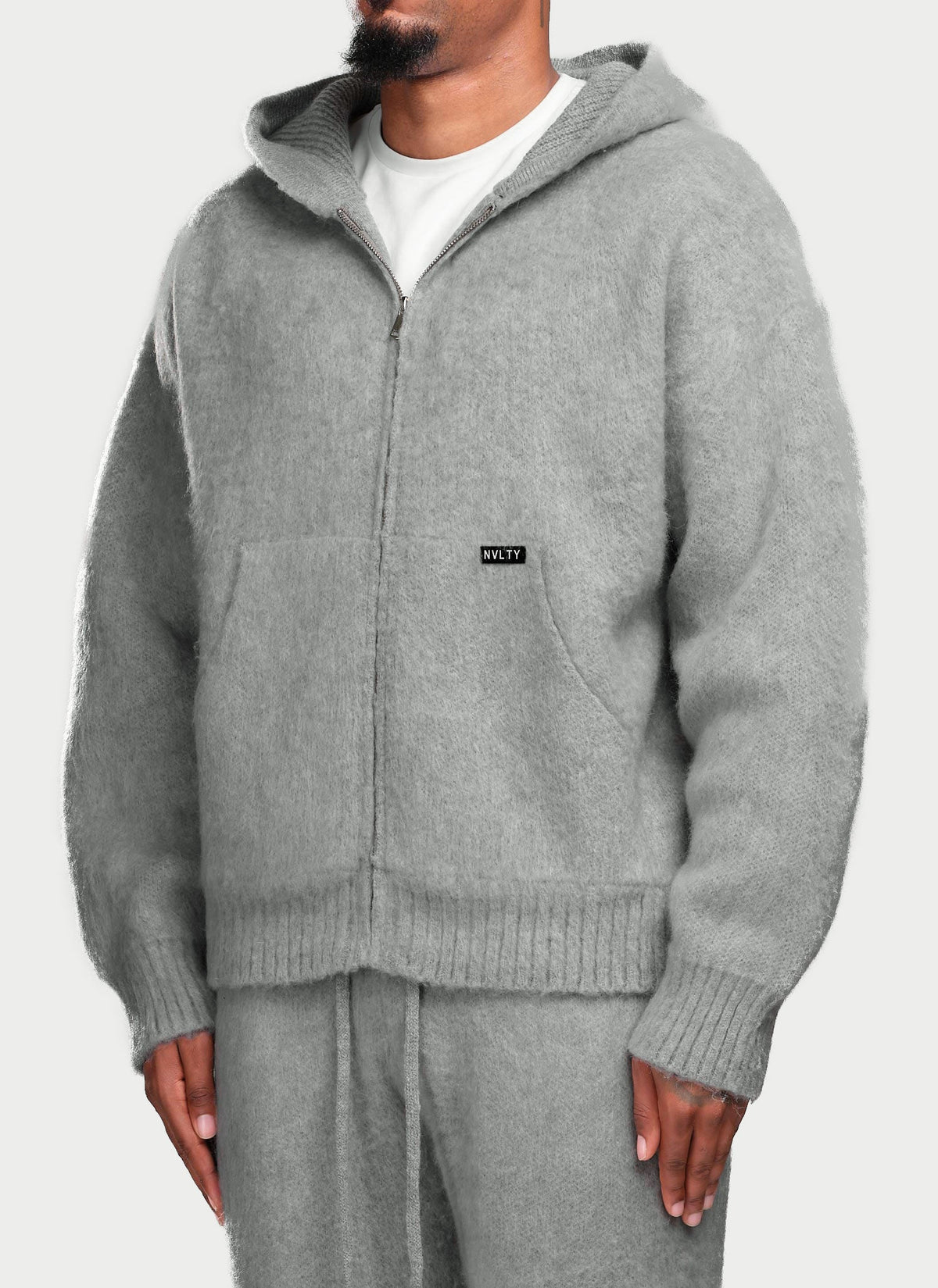 Mohair Zip Hoodie - Grey