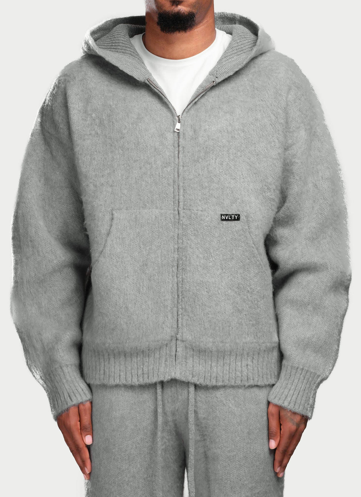 Mohair Zip Hoodie - Grey