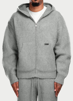 Mohair Zip Hoodie - Grey