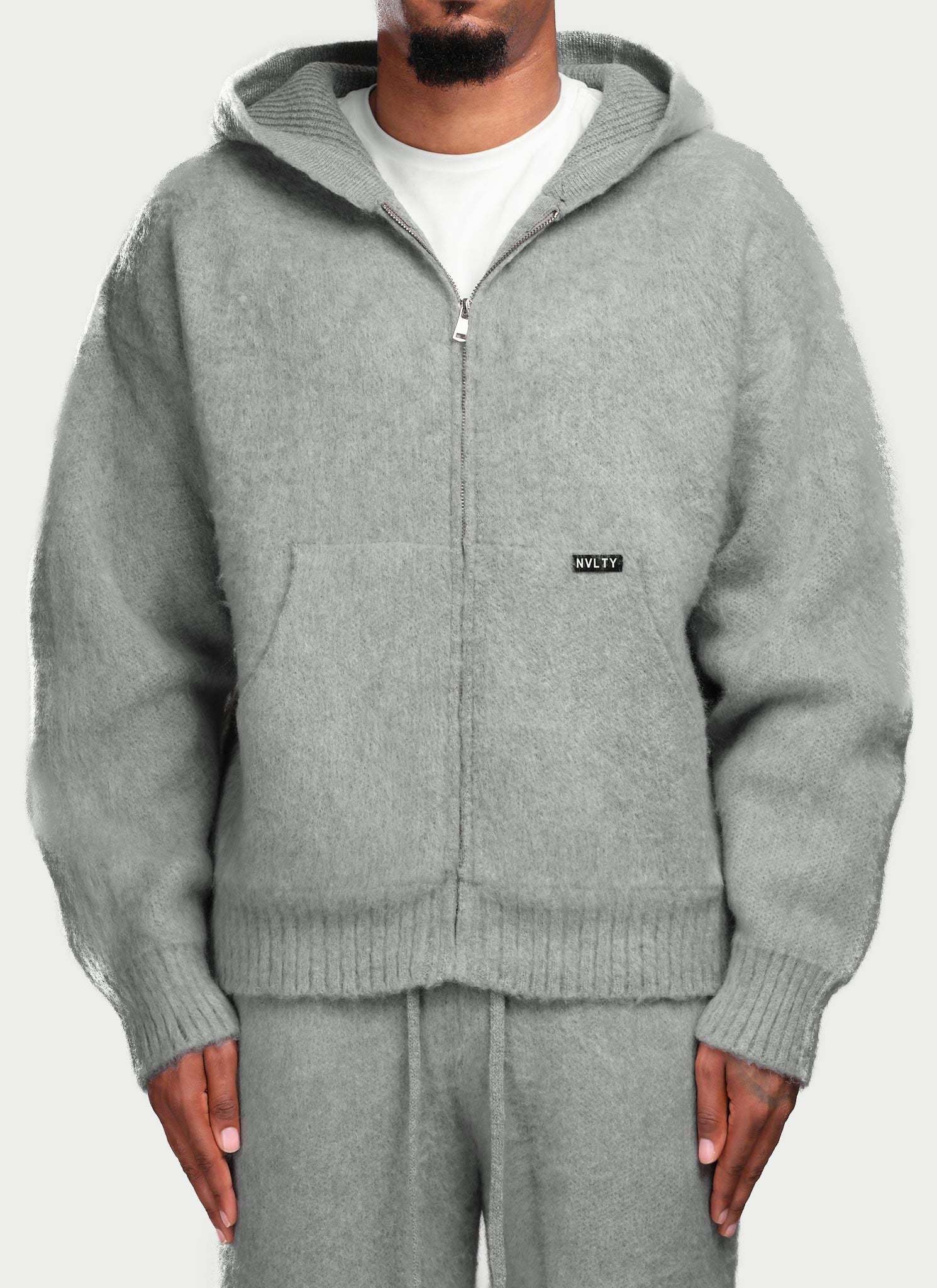 Mohair Zip Hoodie - Grey