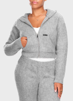Mohair Zip Hoodie - Grey