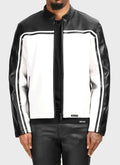 Moto Racer Biker Jacket - Black/Ivory