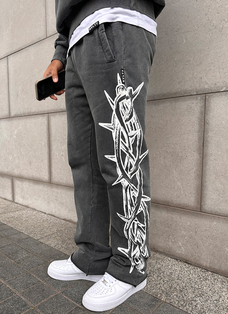Vintage Flare Crown Of Thorns Joggers - Washed Black
