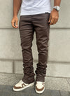 Vintage Stacked Wax Jeans - Brown