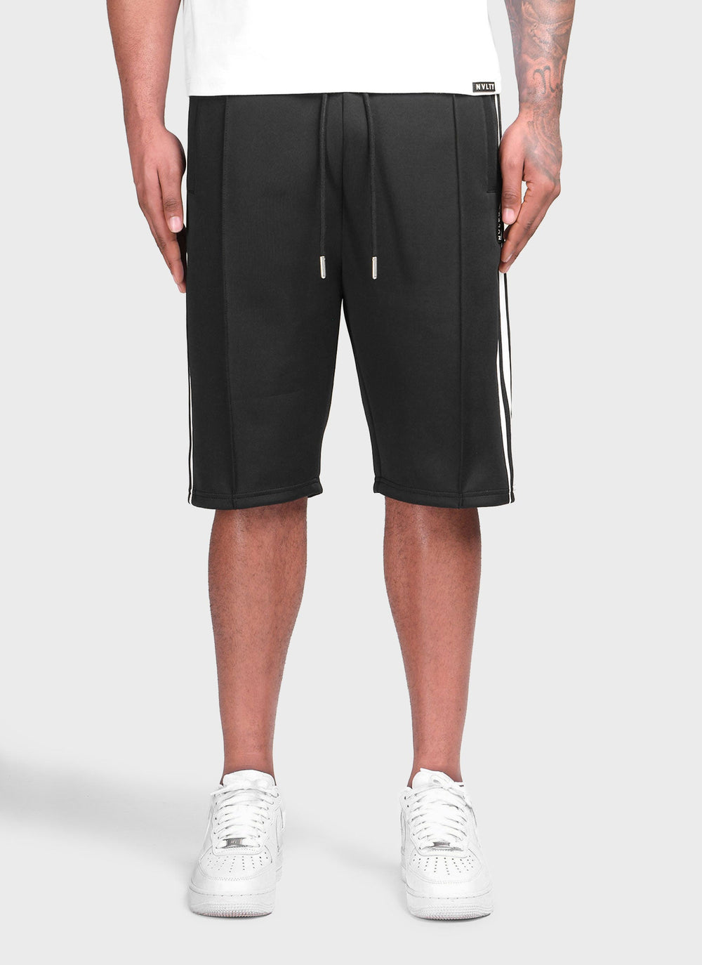 Panelled Luxe Track Shorts - Black