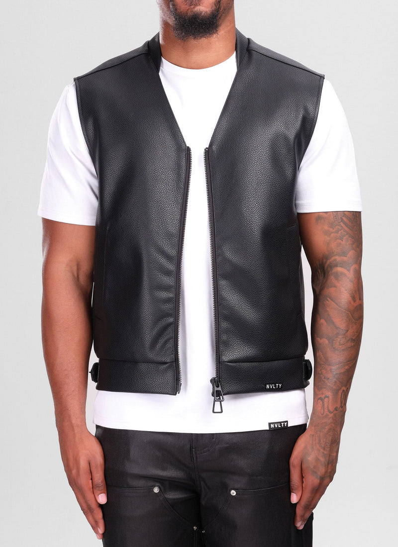 Leather Vest - Black