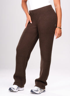 Heavyweight Knitted Joggers - Brown