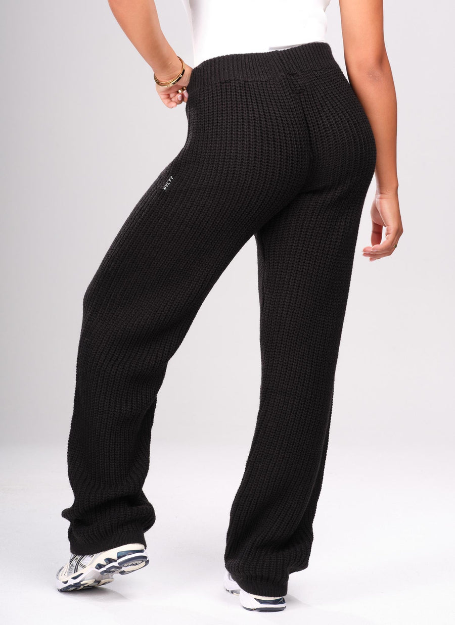 Heavyweight Knitted Joggers - Black