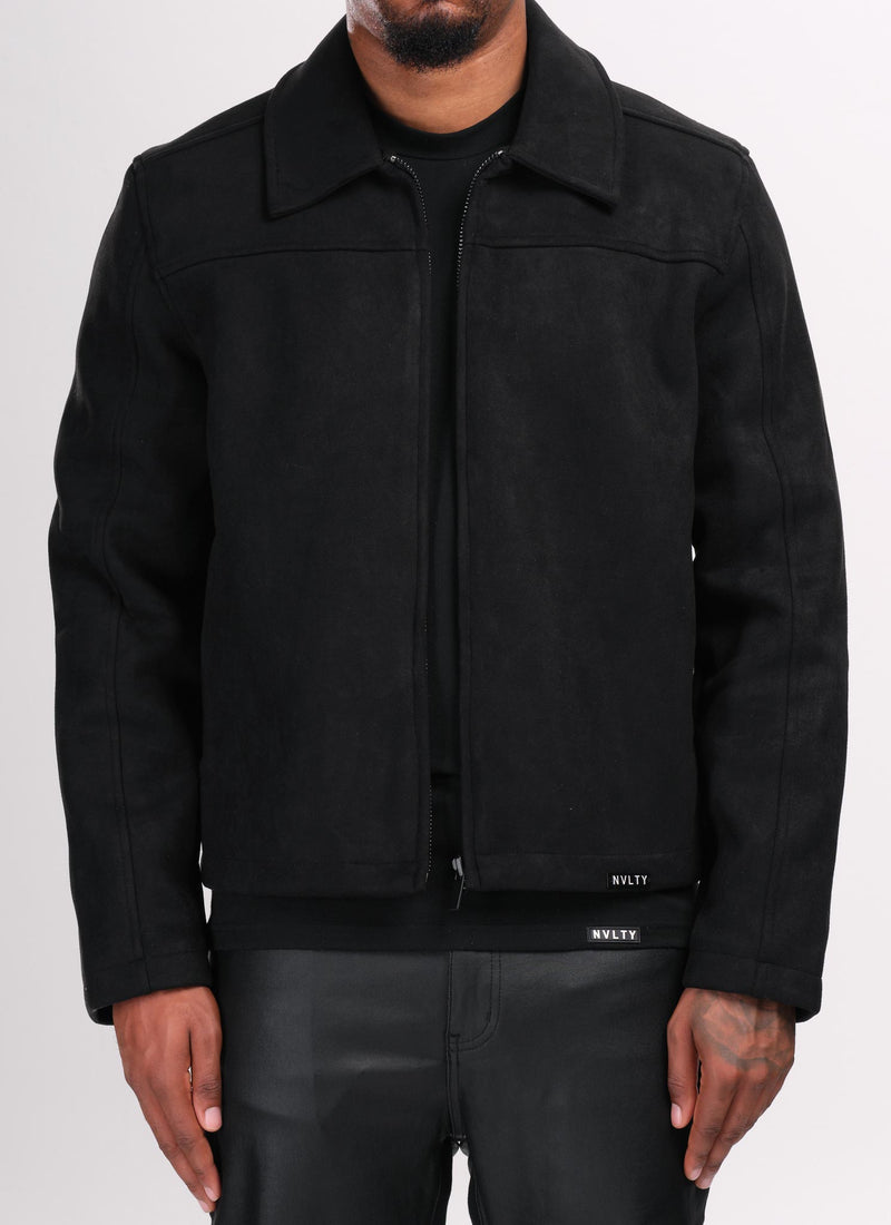 Suede Closure Jacket - Black