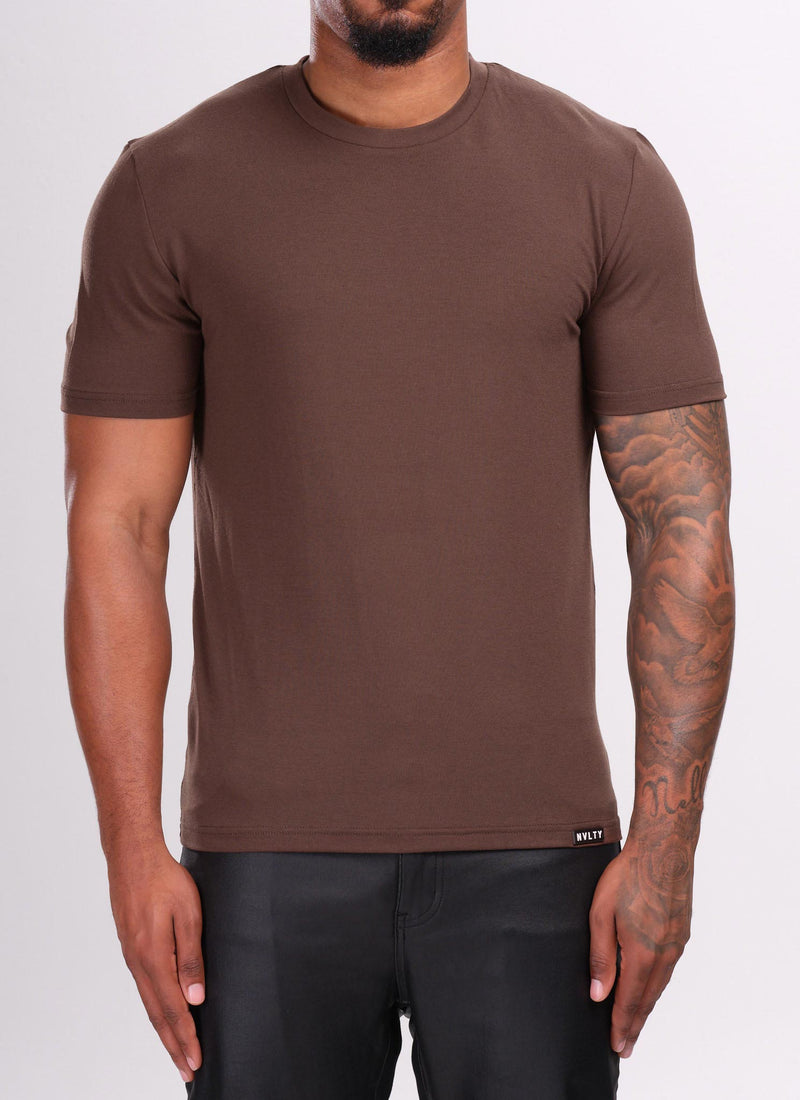Knit Fitted T-Shirt - Brown