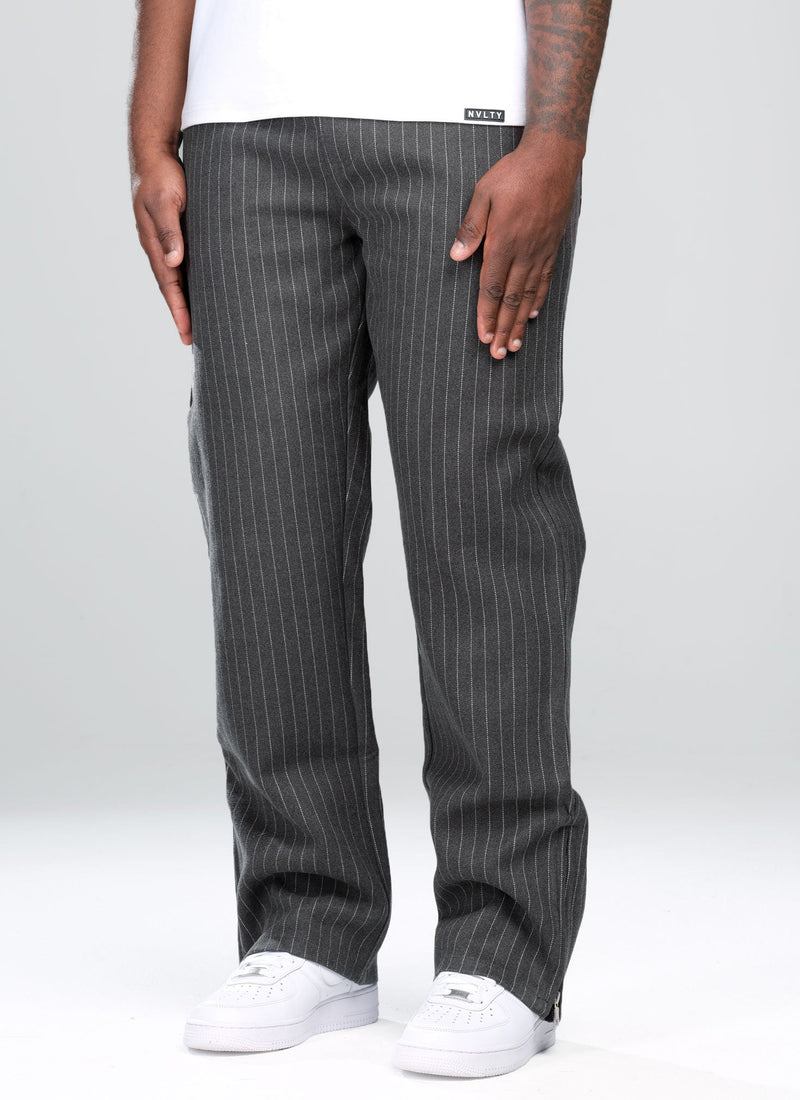 Heavyweight Pinstripe Pants - Grey