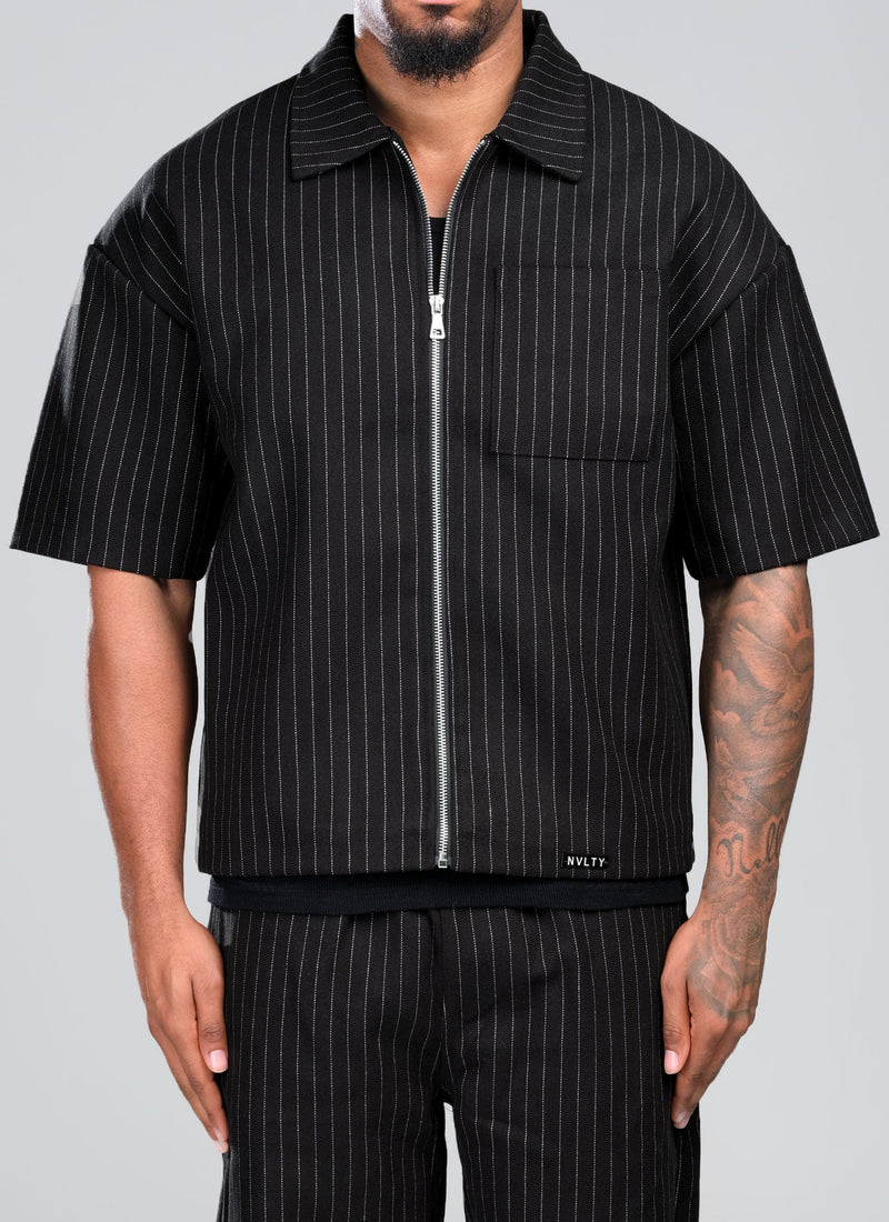 Heavyweight Pinstripe Shirt - Black