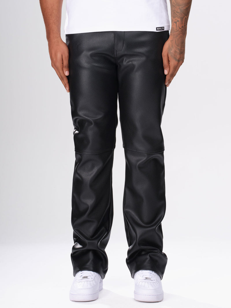 Heavyweight Grained Leather Pants - Black