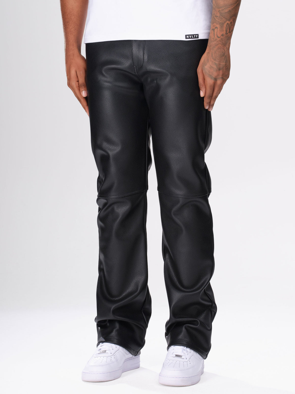 Heavyweight Grained Leather Pants - Black
