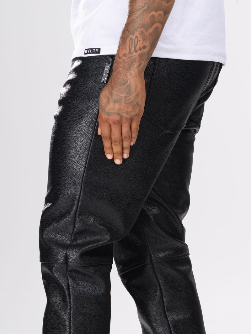 Heavyweight Grained Leather Pants - Black