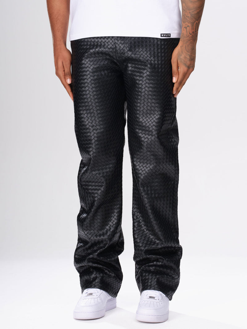 Leather Interlock Pants - Black