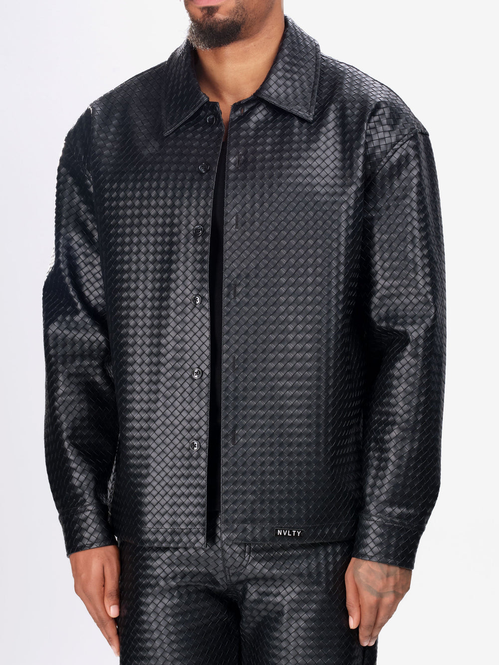 Leather Interlock Shirt - Black