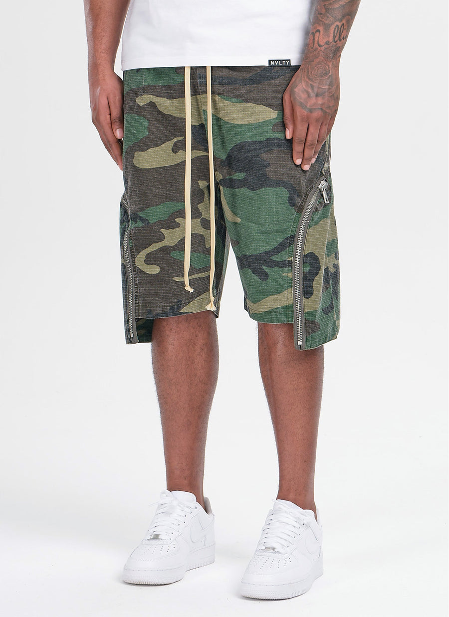 Vintage Zipper Cargo Shorts - Camo