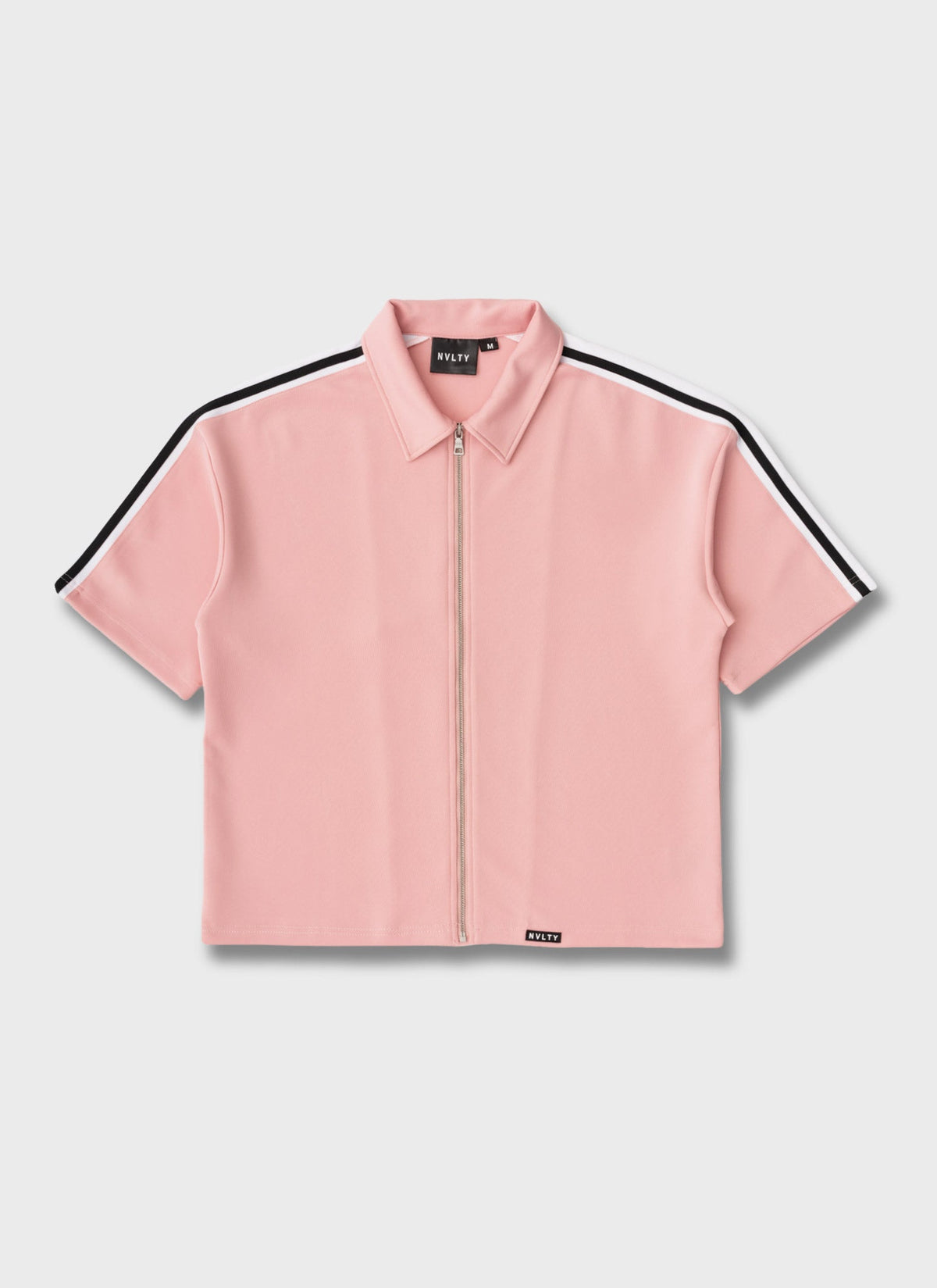 Panelled Luxe Track Shirt - Baby Pink