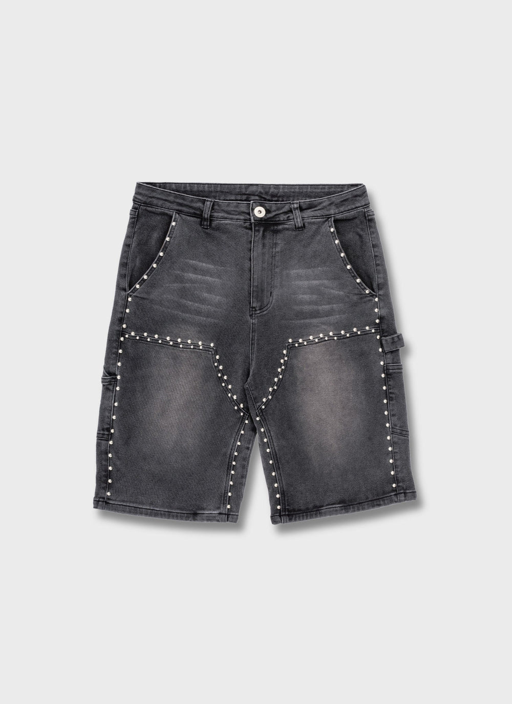 Vintage Double Studded Carpenter Denim Shorts - Black