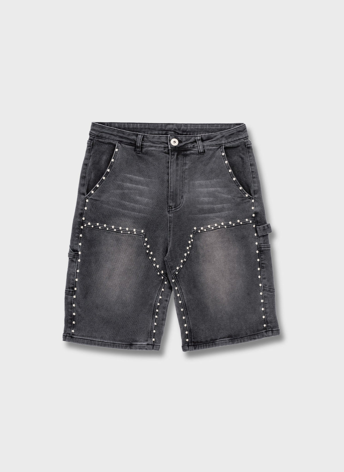 Vintage Double Studded Carpenter Denim Shorts - Black