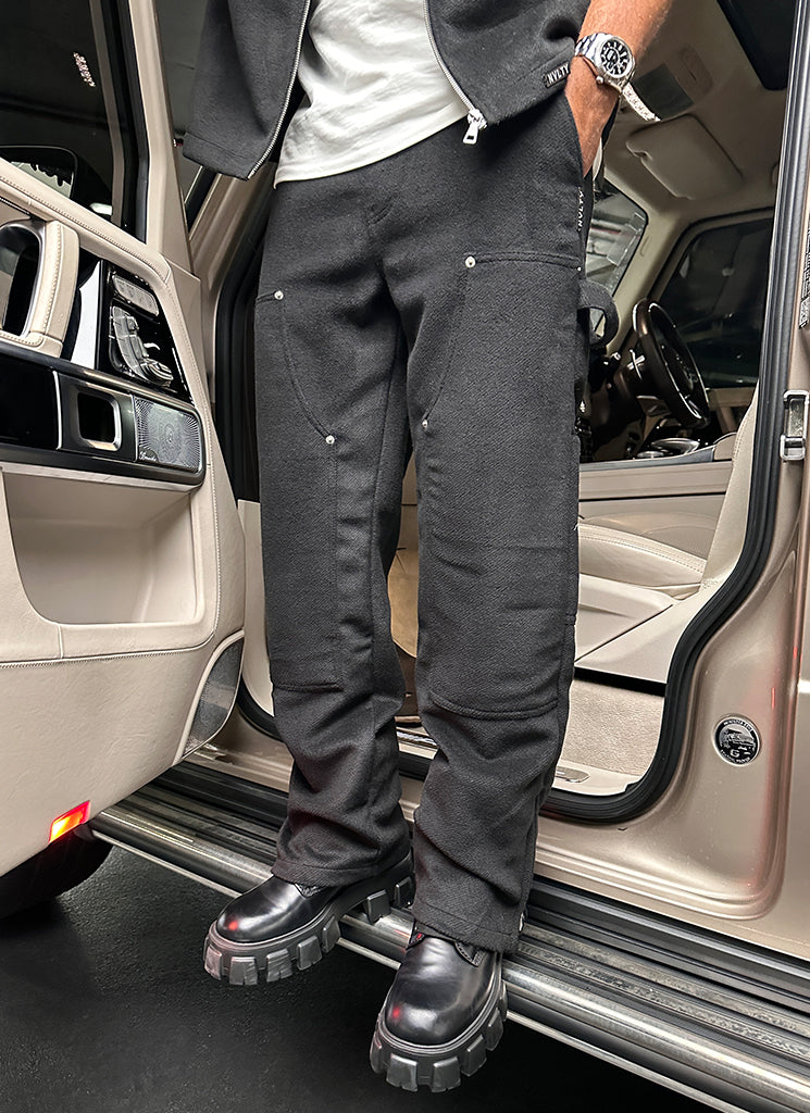 Heavyweight Wool Carpenter Rivet Pants - Black