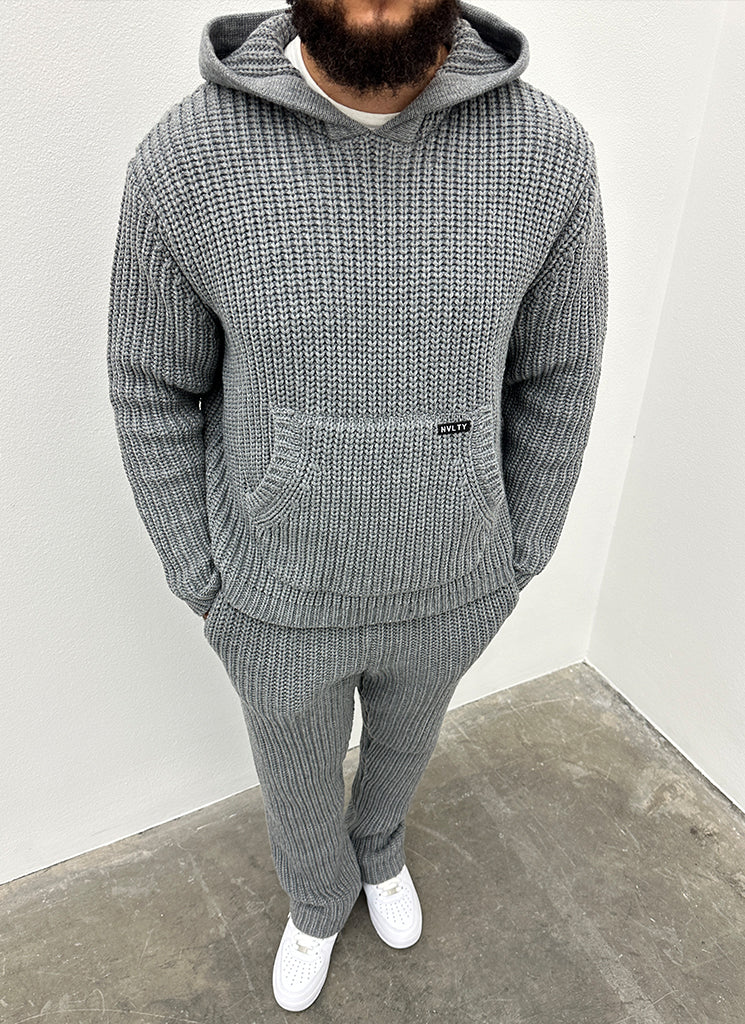 Heavyweight Knitted Hoodie - Grey